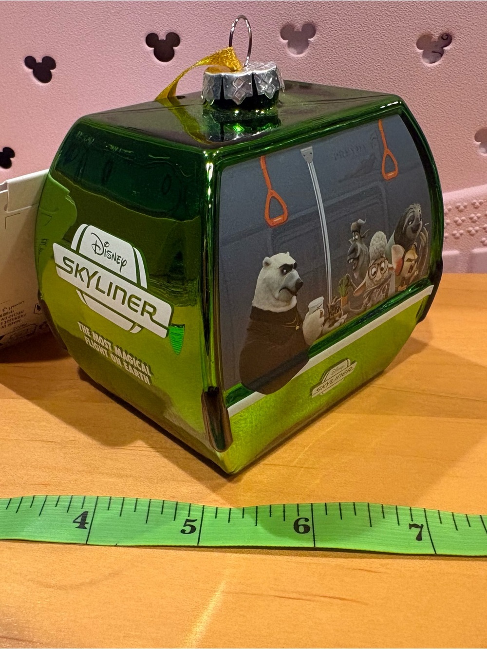 Disney Parks Skyliner Zootopia Glass Christmas Ornament NWT Green Gondola